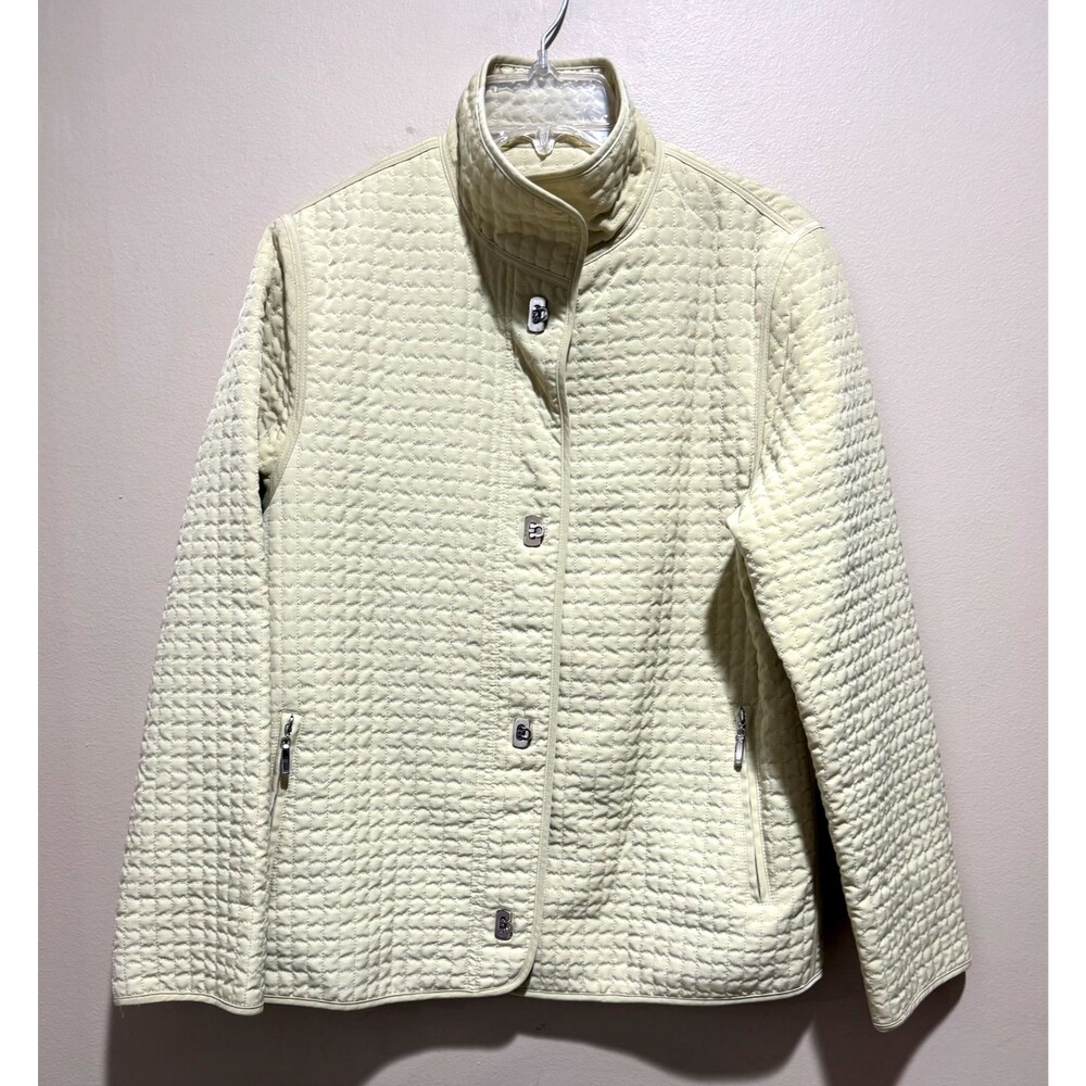 Gallery Womens S Yellow Quilted Toggle Coat Lined Zip Pockets Outdoor Jacket Top
